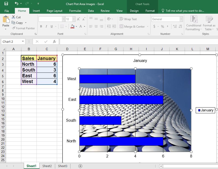 Excel 2016 Advanced Page 64 Close the Format Plot Area dialog box. Your chart will now look like this. Save your changes and close the workbook.