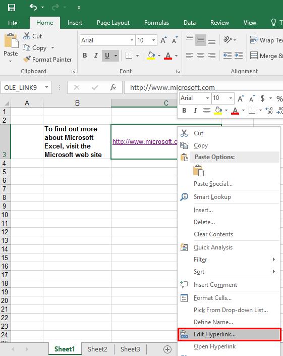 Excel 2016 Advanced Page 70 This will display the Edit Hyperlink