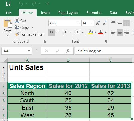 Excel 2016 Advanced Page 80 Press Ctrl+C to copy this range to the Clipboard.