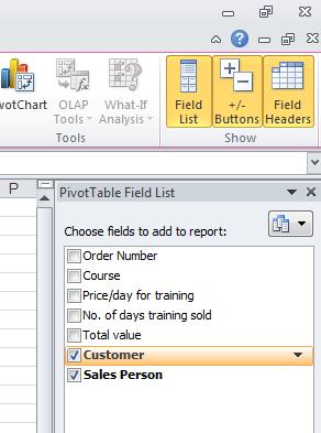 Drag the Customer field down to the Column Label box as