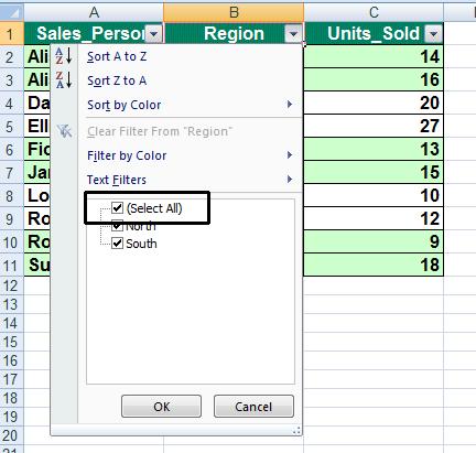 Excel 2010 Advanced Page 123 The drop down