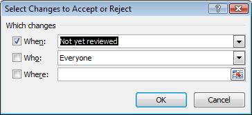 The Accept or Reject Changes dialog is displayed and the first change that you made is