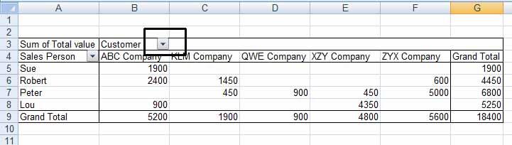You can apply filters to the Pivot Table to control which records are displayed.