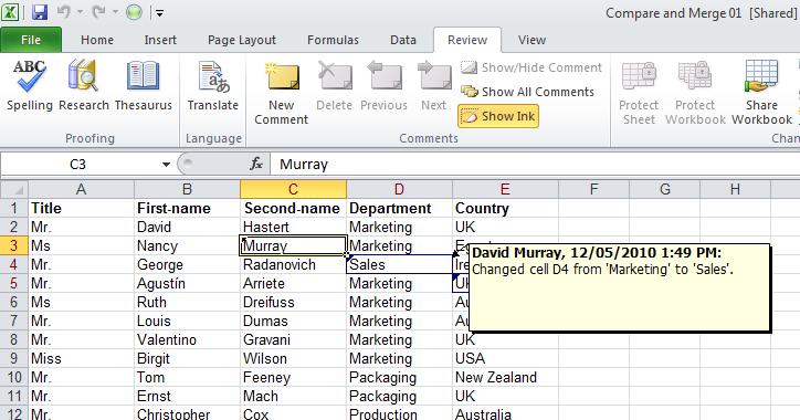 Excel 2010 Advanced Page 160 Move the mouse pointer to cell E5 and