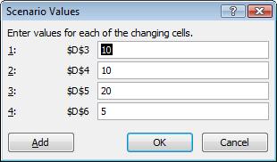 Excel 2010 Advanced Page 164 The percentage rise in staff costs is located in cell D4 and we need to change the contents of this cell. In the dialog box enter a low value, i.e. in the text box, next to $D$4.