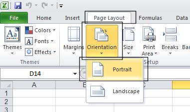 Excel 2010 Advanced Page 217 To see the effect of the macro, first click on the Page Layout tab and within the Page Setup group clic k on the Orientation button.