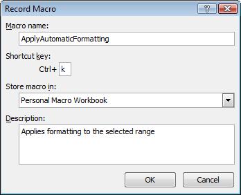 Excel 2010 Advanced Page 224 To begin recording, click on the OK button.