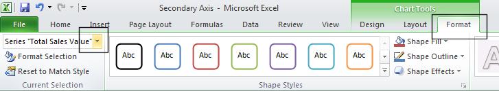 Excel 2010 Advanced Page 37 Click on the Format tab within the current selection