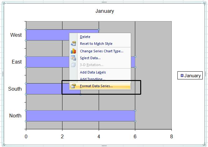 Excel 2010 Advanced Page 66 This will display the Format Data Series dialog box. Click on the Fill option.