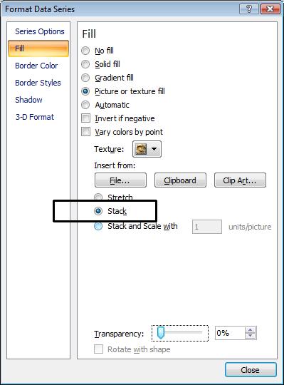 Excel 2010 Advanced Page 69 Click on the Stack button and then click on the Close button to close the dialog