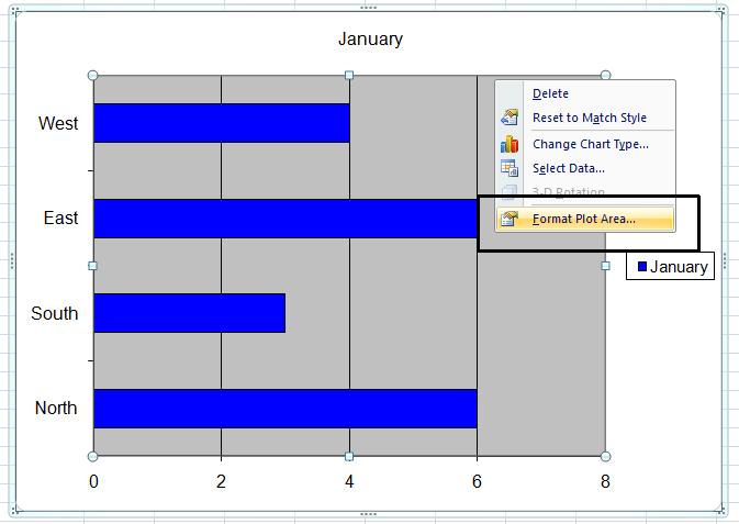 Excel 2010 Advanced Page 72 Right click on the selected plot area and from the pop-up menu displayed