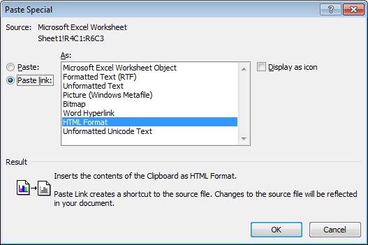 Switch back to Word and the changes that you made within the Excel workbook, will be displayed within the Word document, showing that the data displayed within the