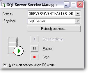 5. When the MSDE 2000 installation finishes, the SQL Server Service Manager may start automatically. If it does not: a. Go to Start > Run and type SQLMANGR in the Open field. b.