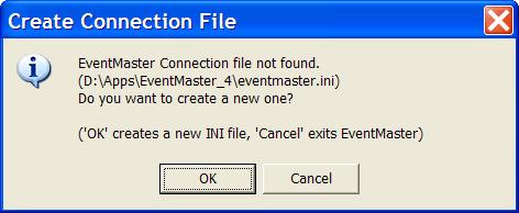 6. Connecting to the EventMaster4 PLUS! Database This will create the default connection to your EventMaster4 PLUS! database. You will only have to do this once, from any one workstation.