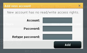 2. Follow the steps below to add, delete, or modify an account. To create a new account: a) Click to add new account.