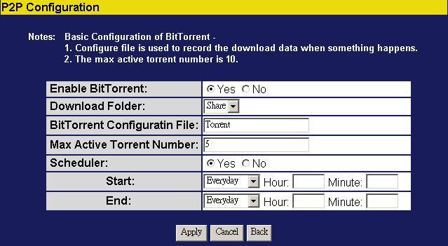Management Guide BitTorrent Configuration 3. BitTorrent Configuration File: You can specify any name for the file.