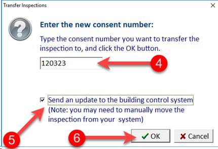 another consent (No 3) 4 Enter the correct consent number (No 4) 5 Tick the box to Send an update to the building