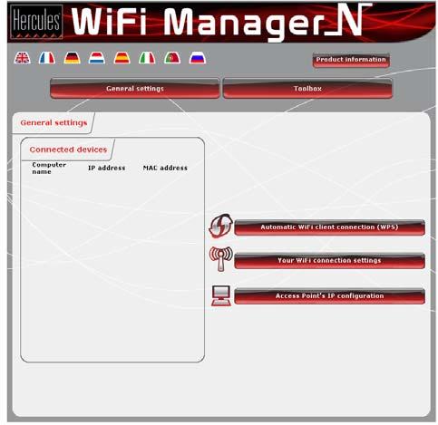 your first use directly via the Connect to Access point window. - Click the Change password button.