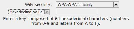 A hexadecimal key is composed of numbers 0 to 9 and letters A to F (example: A123BCD45E for a 64-bit key). In the status zone, you can consult the overview of your WiFi settings.