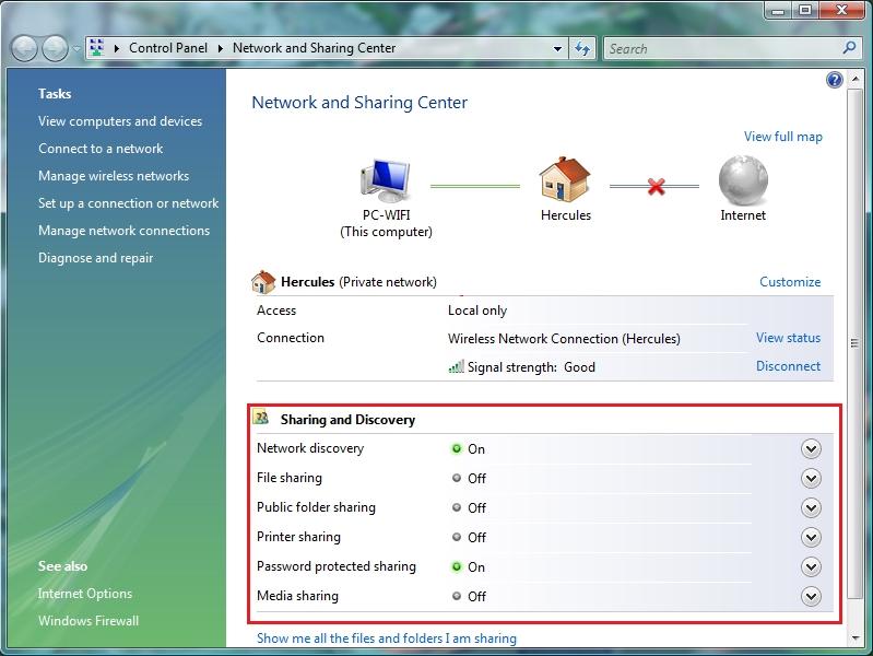 HWNAP-300 Hercules Wireless N Access Point Note: To open the Network and Sharing Center, click the network icon in the Windows taskbar, then the Network and Sharing Center link.