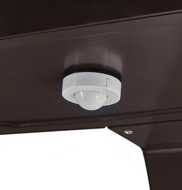 Upon occupancy detection, the luminaire returns to full lighting to maintain security lighting levels.