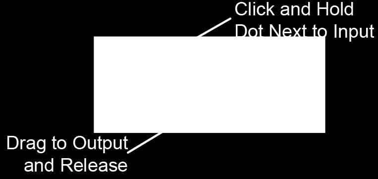 Simply click & hold the mouse on the dot next to the desired input, and drag the line to