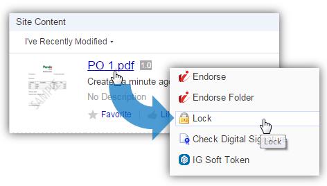 Lock and Unlock a Document Lock a Document 1. Select a File to lock. 2. In this example, the file is located at the Vendors site. 3. On the Top Toolbar, click Vendors. a. The Vendors sub-menu opens.