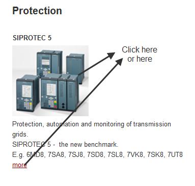 Figure 1: Link from the SIPROTEC main page to the SIPROTEC 5 device information or the