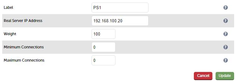 Now click Modify next to the newly created Virtual Service Ensure the Check Port is set to 135 DEFINE THE REAL (PRINT SERVER) SERVERS 1.
