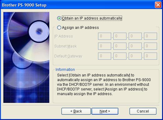 4 Select the PS-9000 to be set up, and then click [Next]. 5 Specify the IP address.