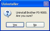 Uninstalling the Software If this product will no longer be used, remove (uninstall) the software. 1 On the Start menu, point to All Programs *, click Brother PS-9000 Utility, and then click.