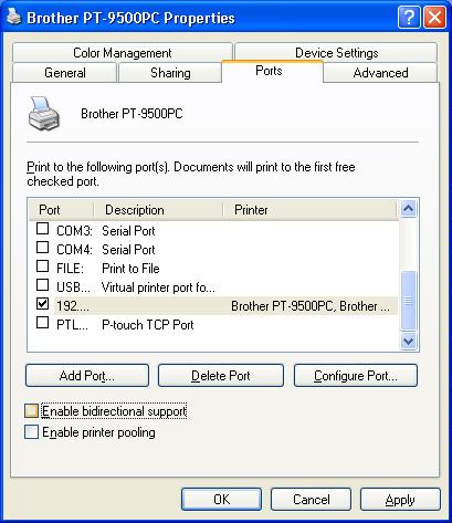 a Call-up the printer s Properties dialog box, then clear the Enable bidirectional support