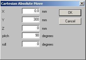 Cartesian absolute move sends the robot to the absolute Cartesian position that you specify.