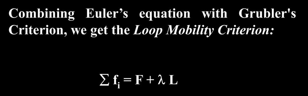 Loop Moblty Crteron Combnng Euler s equaton wth