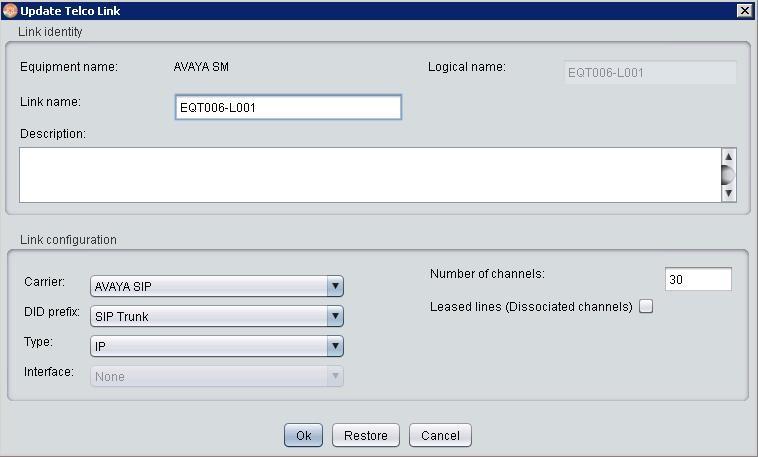 Enter the values shown in the following table and click Ok. Item Value Carrier Select AVAYA SIP from the drop-down menu.