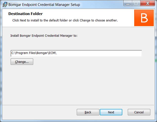 Start the Bomgar Endpoint Credential Manager Setup Wizard. 2. Agree to the EULA terms and conditions. Mark the checkbox if you agree, and click Install.