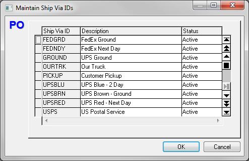 When finished, click OK. Warehouse IDs is now checked in the Purchase Order Setup Checklist. 22.
