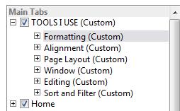 Customizing the Ribbon with your own Main tab (Menu) on THIS COMPUTER is a one-time setup