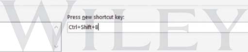 Using Advanced Options 473 Figure 14-14 Customize Keyboard dialog box showing shortcut keys are unassigned 3. In the Categories box, click Home Tab.