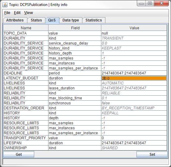 Modify QoS It is possible to modify the Quality of Service (QoS) settings of a specific entity.