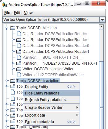When the Display Entity relations check box is enabled in the View menu (see Choose Entity View), all entity relations are displayed.