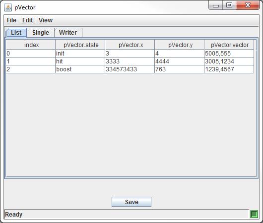 The facilities of the List and Single tabs of the user data view and the Sample information view is the same as for the reader window.