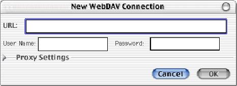 Enter the URL as well as a valid user name and password in the dialog box.