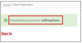 4. Post clicking OK, the password for first time login would appear on the screen.