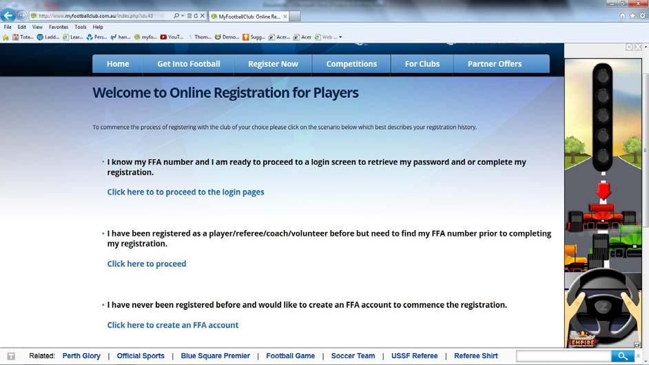 but unsure what it is, please click this and proceed to step 5 If you have never been registered before and would like to create an FFA account to