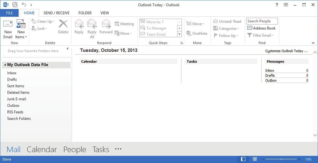 1.) Open Outlook 2013 and go to File tab.