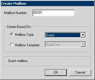 Select Mailbox > Create from the top menu. The Create Mailbox screen is displayed next.
