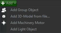 Program Overview 9 Add Adds a new object to the scene graph. Delete Deletes the selected object from the scene graph. Group selected Puts the selected objects into a new group.
