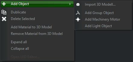 The "Add" Menu The "Add Object" Submenu Note that selecting an object in the scene graph before adding a new object does not automatically move it below the selected object.