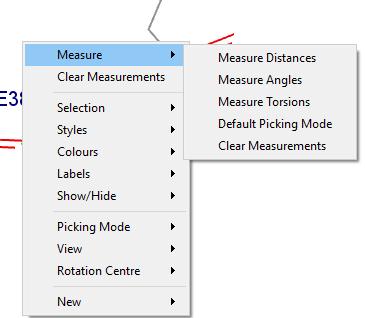 Measure Distances, Angles and Torsions Metric parameters, such as distances, angles, and torsions can be measured for sets of atoms whether bonded or not by the following procedure.